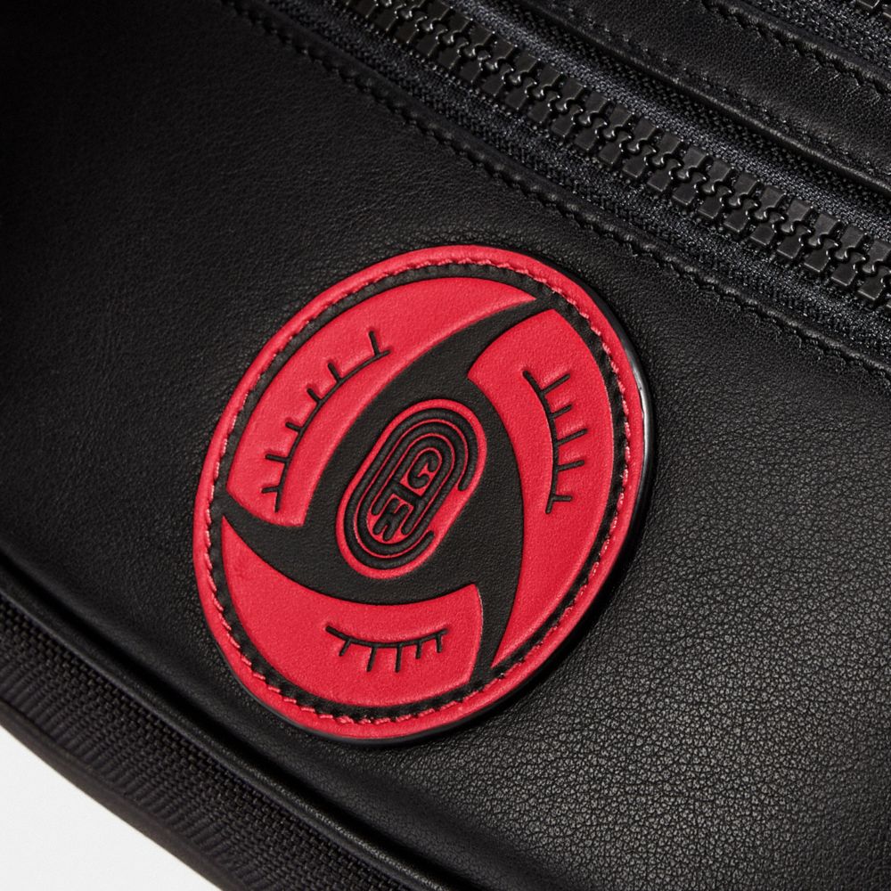 COACH®,COACH X MICHAEL B. JORDAN BELT BAG,Smooth Leather/Cordura,Medium,Black Copper/Black,Closer View