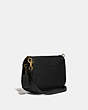 COACH®,KAT SADDLE BAG,Leather,Medium,Brass/Black,Angle View