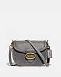 COACH®,KAT SADDLE BAG,Leather,Medium,Brass/Heather Grey,Front View