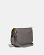 COACH®,KAT SADDLE BAG,Leather,Medium,Brass/Heather Grey,Angle View