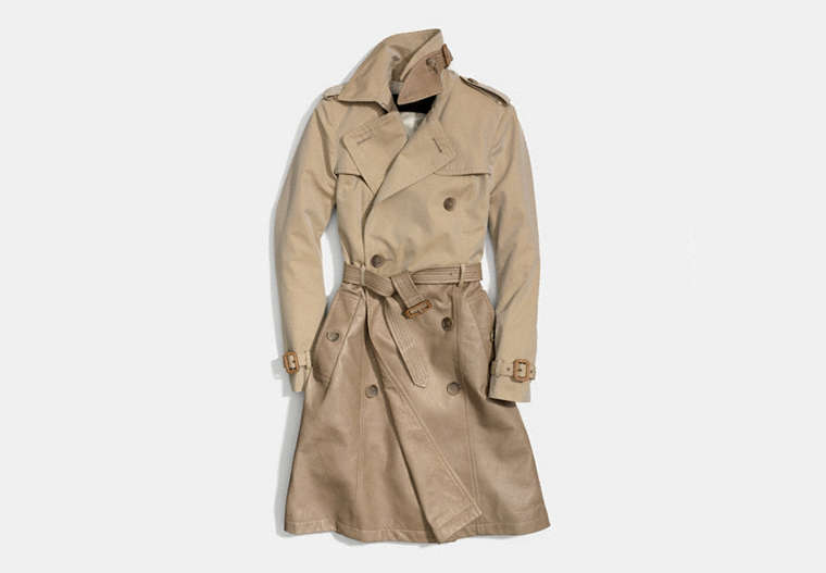 COACH®,COMBO SLIM TRENCH,Mixed Material,KHAKI,Front View