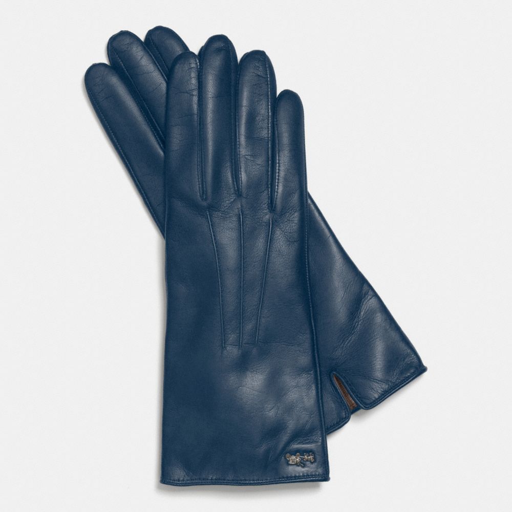 COACH®,LEATHER BASIC GLOVE,Leather,Denim,Front View