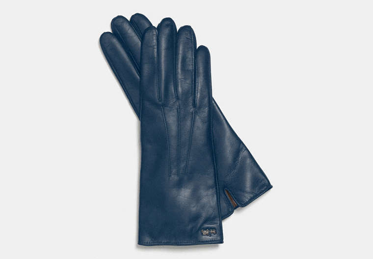 COACH®,LEATHER BASIC GLOVE,Leather,Denim,Front View