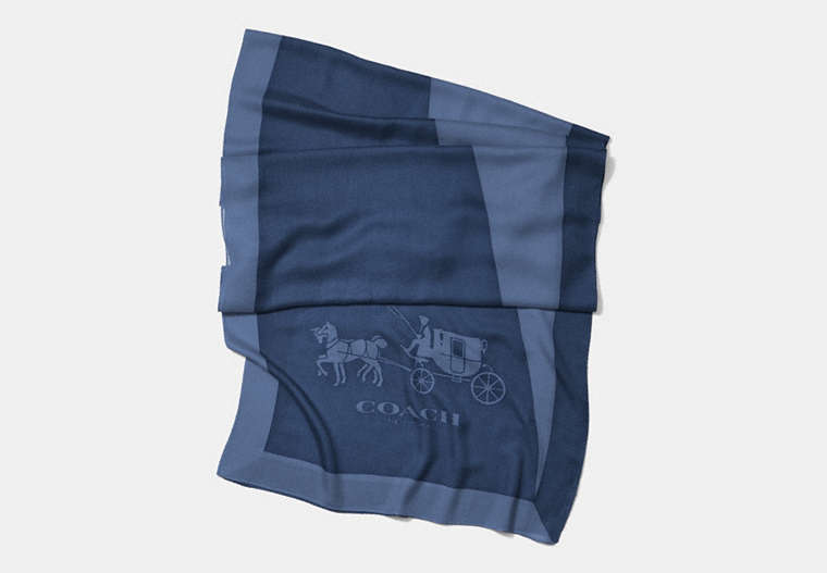 COACH®,COLORBLOCK OBLONG SCARF,Cashmere Blend,CHAMBRAY/NAVY,Front View