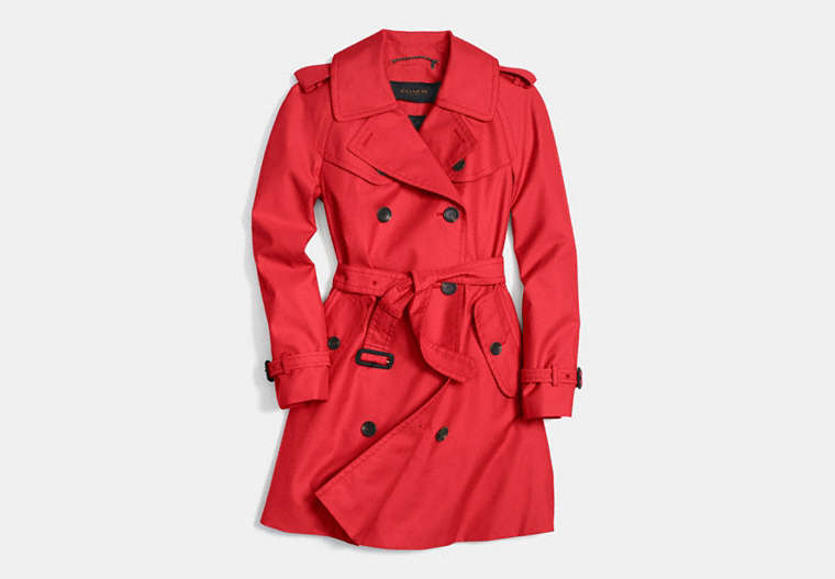 COACH®,MID LENGTH TRENCH,Cotton Twill,BRIGHT FLAG,Front View
