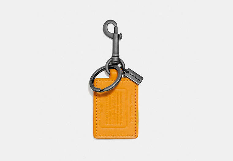 COACH®,STORYPATCH KEY FOB,Leather,Pollen/Pacific,Front View
