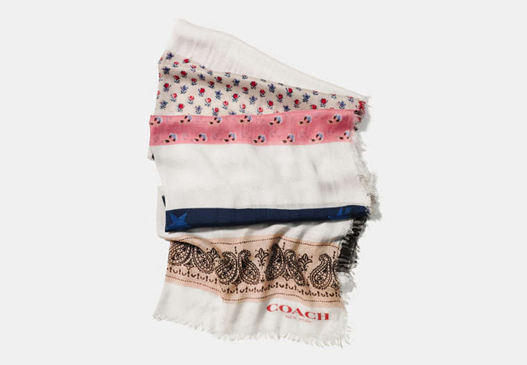 COACH®,PATCHWORK OBLONG SCARF,Wool Blend,WHITE/MULTICOLOR,Front View