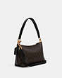 COACH®,LEWIS SHOULDER BAG IN SIGNATURE CANVAS,Leather,Small,Gold/Brown Black,Angle View