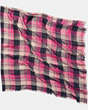 COACH®,BUFFALO CHECK PLAID SQUARE SCARF,Modal Blend,PINK/NAVY,Front View