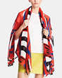 COACH®,FIRE DANCE SHAWL WITH TASSELS,Blend,Watermelon,Angle View
