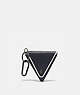 COACH®,TRIANGLE COIN POUCH,Leather,Mini,Midnight/Bone,Front View