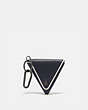 COACH®,TRIANGLE COIN POUCH,Leather,Mini,Midnight/Bone,Front View