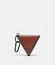 COACH®,TRIANGLE COIN POUCH,Leather,Mini,Saddle/Pacific,Front View