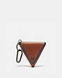 COACH®,TRIANGLE COIN POUCH,Leather,Mini,Saddle/Pacific,Front View