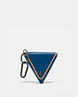 COACH®,TRIANGLE COIN POUCH,Leather,Mini,Pacific/Pollen,Front View