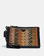 Dreamer Wristlet With Signature Canvas Patchwork Stripes And Snakeskin Detail