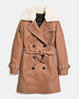 COACH®,ICON WOOL TRENCH,Wool Blend,Camel,Front View