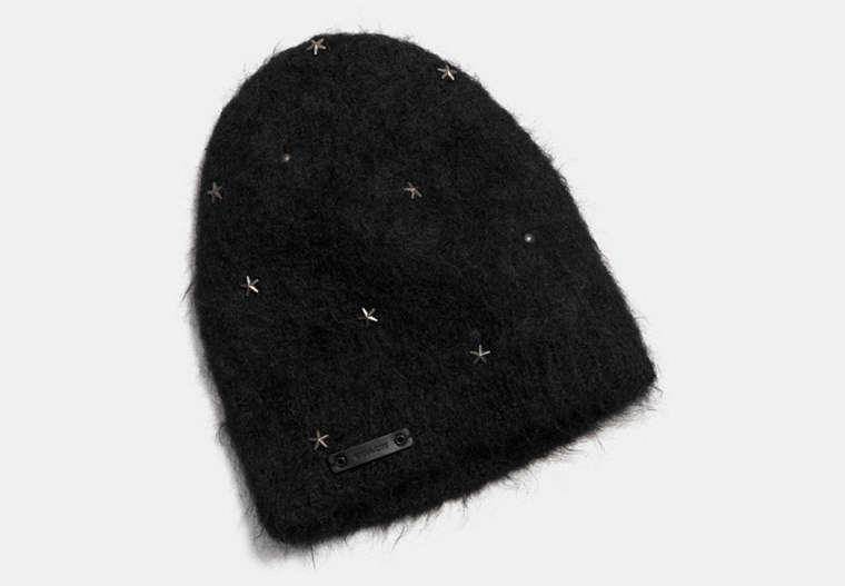 COACH®,STAR AND DOT HAT,Alpaca Blend,Black,Front View
