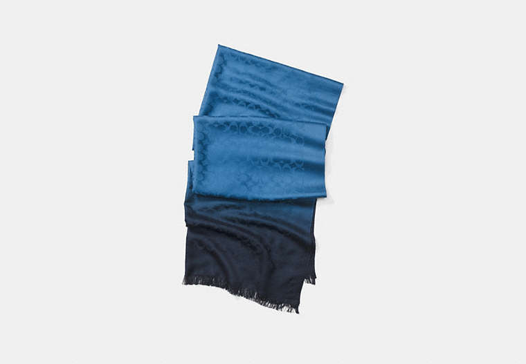 COACH®,SIGNATURE OMBRE STOLE,Silk Cotton,Midnight,Front View