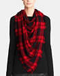 COACH®,MOUNT PLAID OVERSIZED SQUARE,Merino Wool,BRIGHT PERSIMMON,Angle View