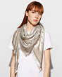 COACH®,HORSE AND CARRIAGE OVERSIZED SQUARE SCARF,silkwool,FOG,Angle View