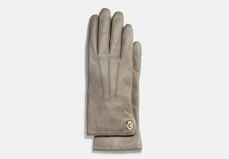 COACH®,ICONIC LEATHER GLOVE,Leather,FOG,Front View