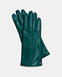 COACH®,ICONIC LEATHER GLOVE,Leather,Dark Turquoise,Front View