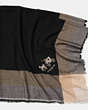 COACH®,WINDOWPANE CHALLIS,wool,Black,Front View