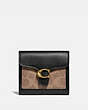 COACH®,TABBY SMALL WALLET IN COLORBLOCK SIGNATURE CANVAS,Leather,Brass/Tan Black,Front View