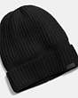 COACH®,CASHMERE KNIT RIBBED BEANIE,cashmere,Black,Front View