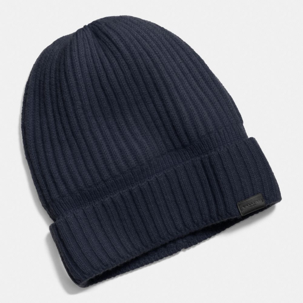 Cashmere Knit Ribbed Beanie