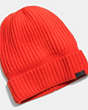COACH®,CASHMERE KNIT RIBBED BEANIE,cashmere,ORANGE,Front View