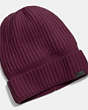 COACH®,CASHMERE KNIT RIBBED BEANIE,cashmere,OXBLOOD,Front View
