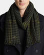 COACH®,GRID HOUNDSTOOTH SCARF,cashmere,MOSS/BLACK,Angle View