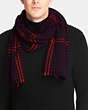 COACH®,GRID HOUNDSTOOTH SCARF,cashmere,ORANGE/BLACK,Angle View