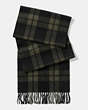 COACH®,MOUNT PLAID SCARF,Wool Blend,MOSS/BLACK,Front View