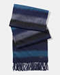COACH®,BLENDED STRIPE SCARF,cashmere,NAVY/PEACOCK,Front View