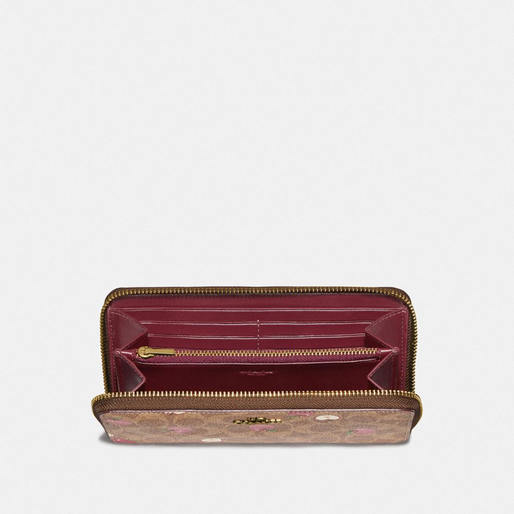 COACH®,Accordion Zip Wallet In Signature Canvas With Scattered Apple Print,,Inside View,Top View