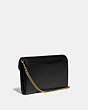 COACH®,TABBY CHAIN CLUTCH IN COLORBLOCK SIGNATURE CANVAS,Signature Coated Canvas/Smooth Leather,Mini,Brass/Tan Black,Angle View