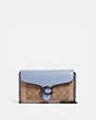 COACH®,TABBY CHAIN CLUTCH IN COLORBLOCK SIGNATURE CANVAS,Signature Coated Canvas/Smooth Leather,Mini,Pewter/Tan Twilight Multi,Front View