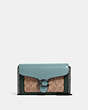 COACH®,TABBY CHAIN CLUTCH IN COLORBLOCK SIGNATURE CANVAS,Signature Coated Canvas/Smooth Leather,Mini,Pewter/Tan Sage Multi,Front View