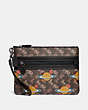 COACH®,LARGE FRONT ZIP WRISTLET WITH HORSE AND CARRIAGE PRINT AND PLANET,pvc,Pewter/Brown Black,Front View