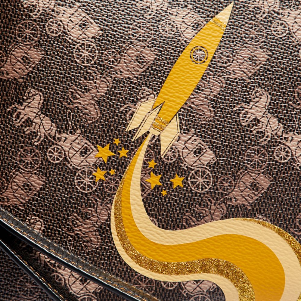Charlie Pouch With Horse And Carriage Print And Rocket