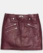 COACH®,MULTI ZIP SKIRT,Leather,Burgundy,Front View
