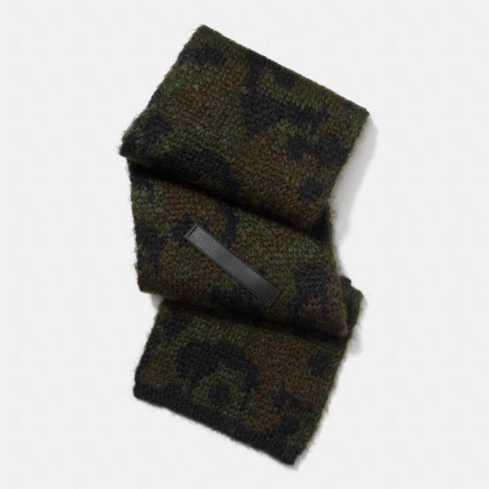 COACH®,WILD BEAST MOHAIR SCARF,Wool Blend,MILITARY WILD BEAST,Front View