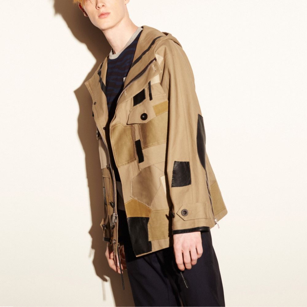 COACH®,PATCHWORK PARKA,n/a,KHAKI PATCHWORK,Front View