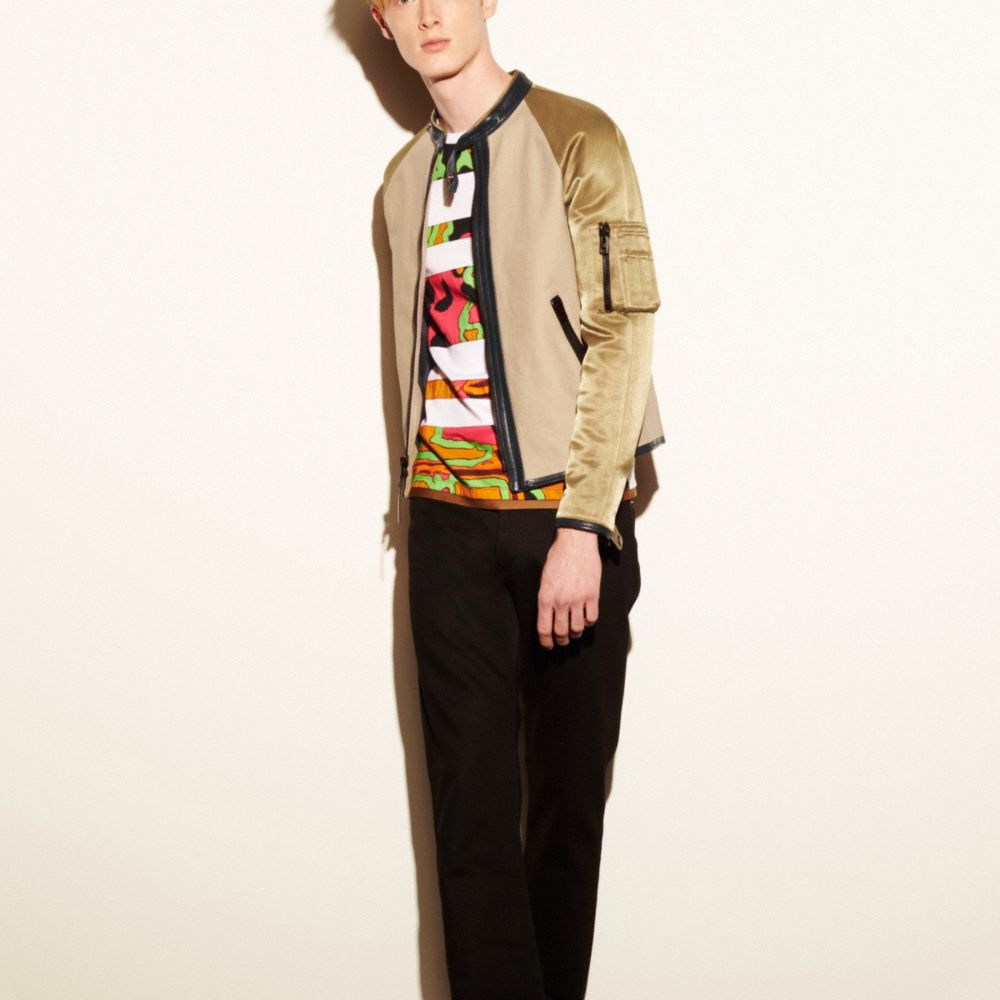 Mixed Fabric Racer Jacket