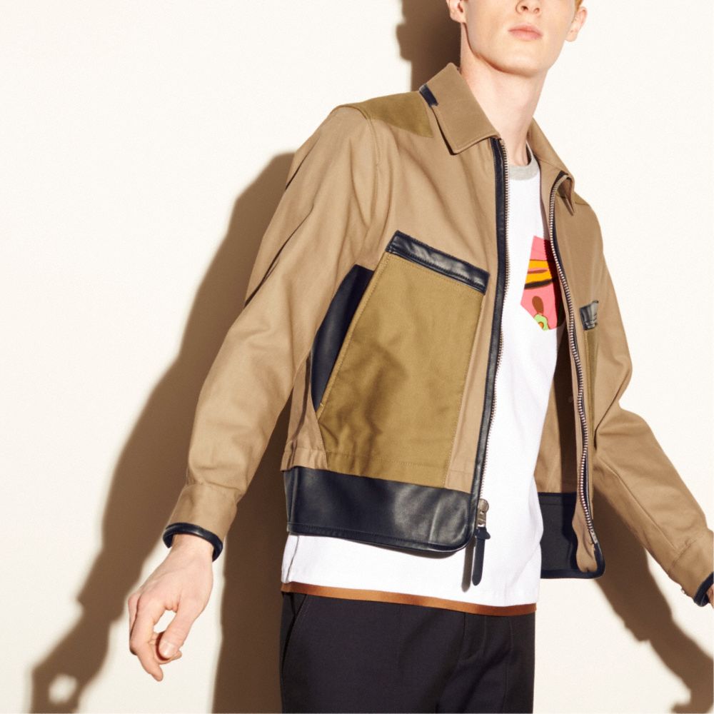 COACH®: Mixed Fabric Flight Jacket