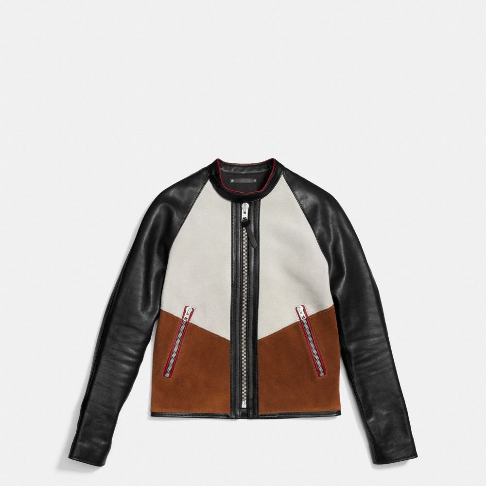 Patched Zip Racer Jacket