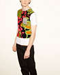 COACH®,PSYCHEDELIC SWIRL TEE SHIRT WITH BAND,n/a,ORANGE/PINK PSY SWIRL,Front View